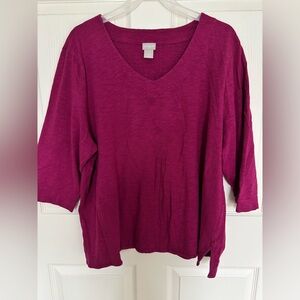 Chico's Women's Long Sleeve Top - Rich Magenta